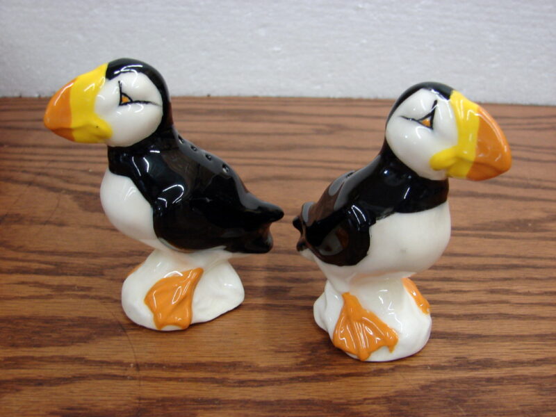 Vintage Ceramic Hand Painted Puffin Salt Pepper Made in Alaska