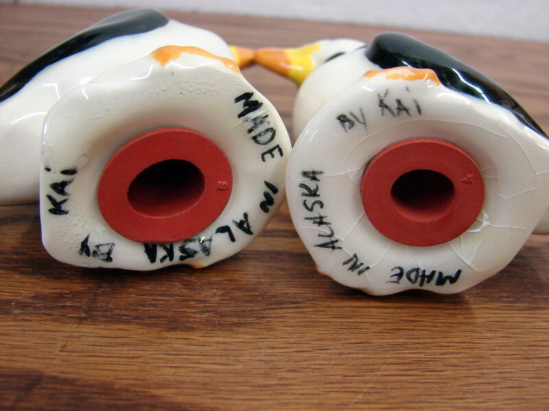 Vintage Ceramic Hand Painted Puffin Salt Pepper Made in Alaska - Image 2