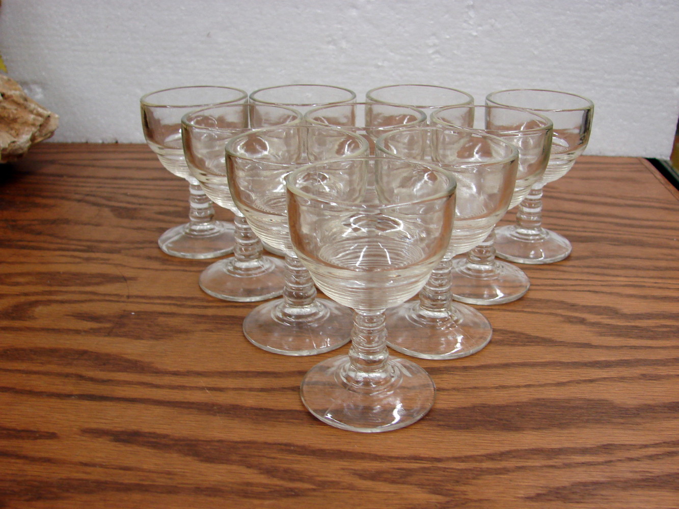 Set/10 Vintage Clear Ribbed Anchor Hocking Manhattan Sherry Cordial Glasses