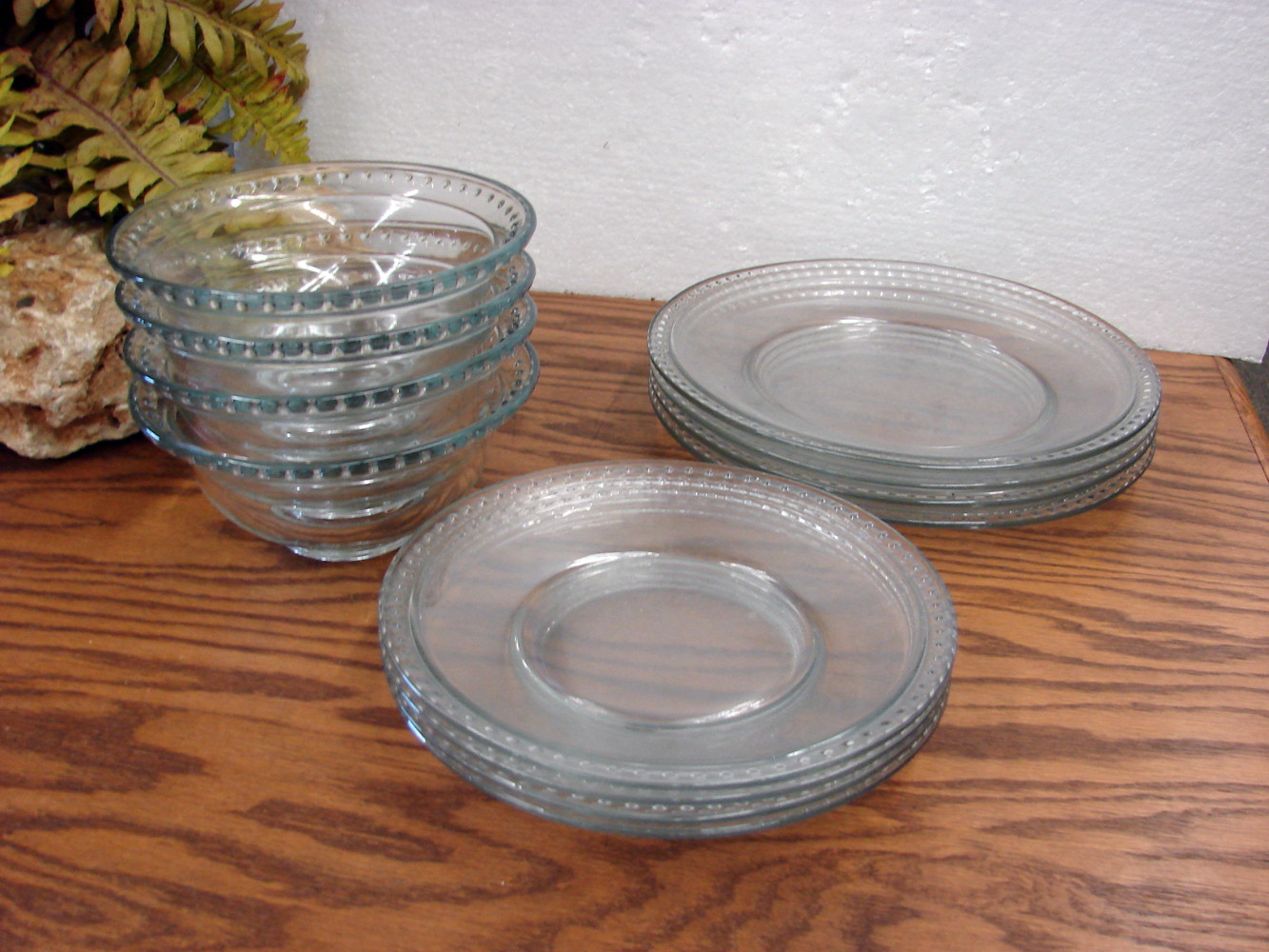 Vintage Anchor Hocking Olivia Isabella Dot Rim Plate Bowl Set/12 - Image 2