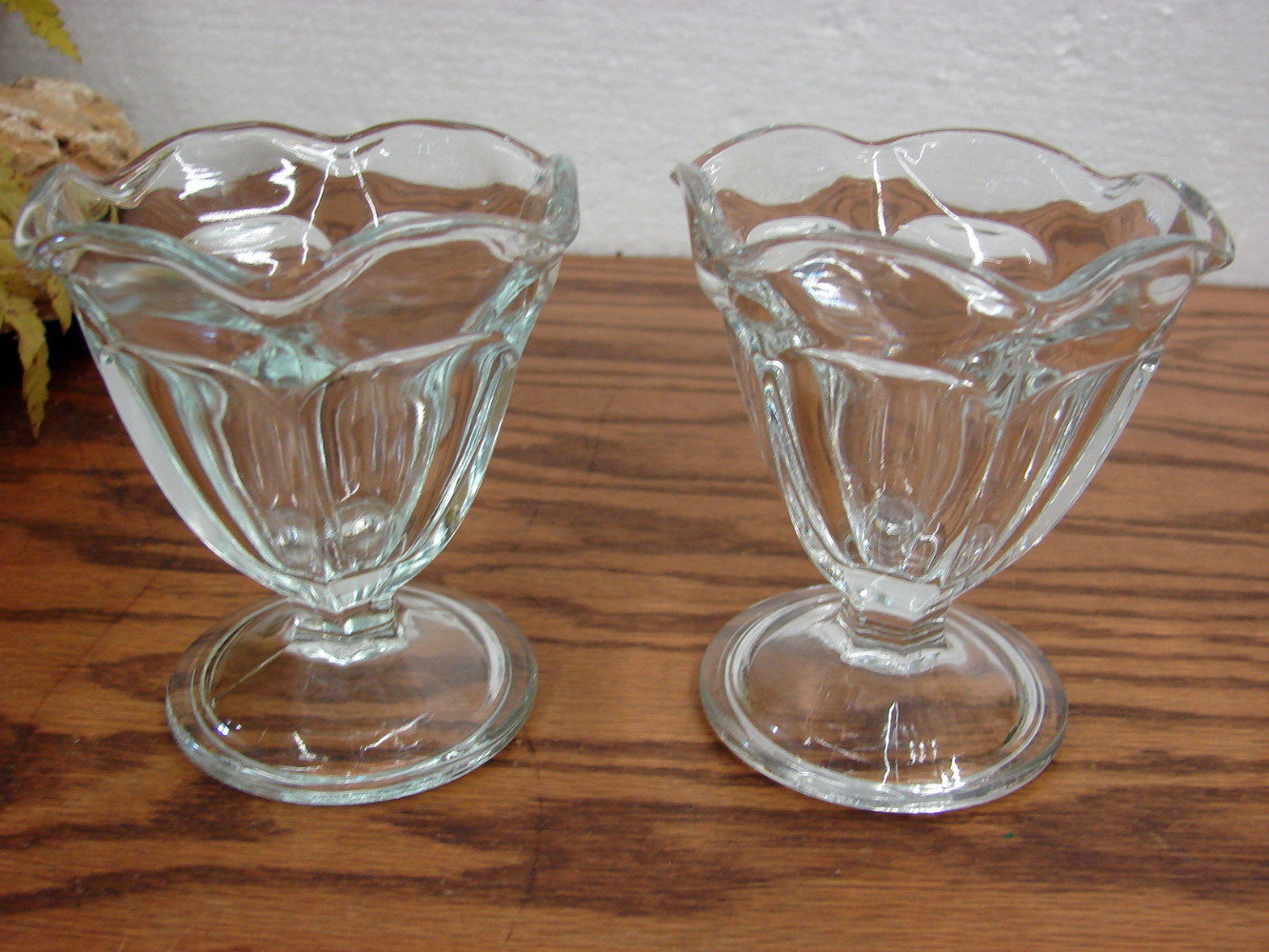 Vintage Set/2 Anchor Hocking Tulip 4" Sundae Ice Cream Footed Glass
