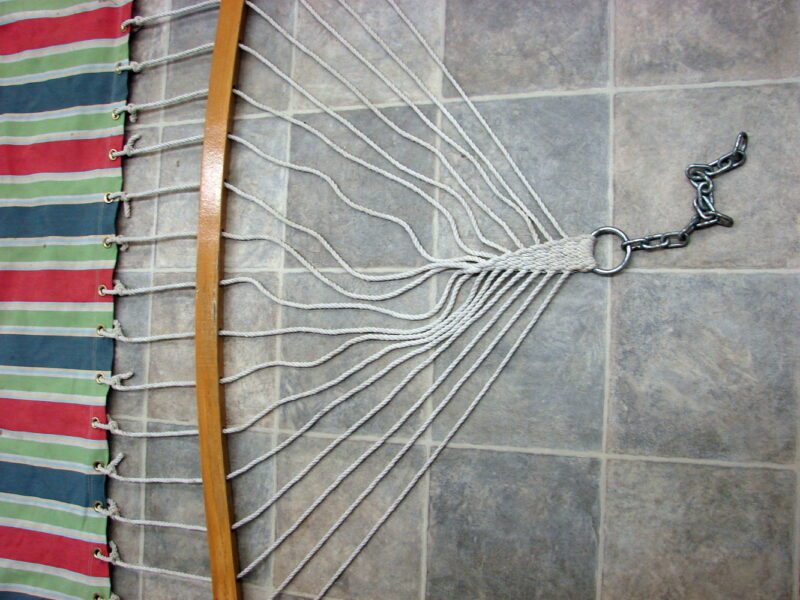 Vintage Retro Striped Canvas Hammock Includes Spreaders Chain Cabin Camp, Moose-R-Us.Com Antiques Collectibles Log Cabin Decor