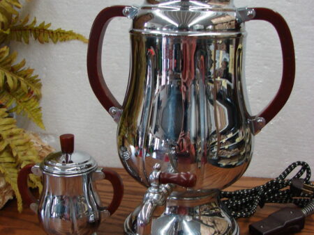 Vintage Art Deco Chrome Bakelite Coffee Percolator Server Sugar Farber Bros