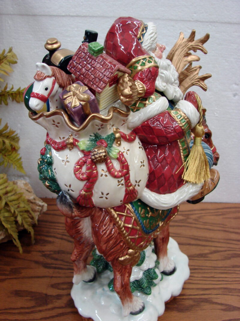 Retired Fitz &#038; Floyd Jolly Ole St. Nick Figurine Santa &#038; Reindeer New in Box, Moose-R-Us.Com Antiques Collectibles Log Cabin Decor