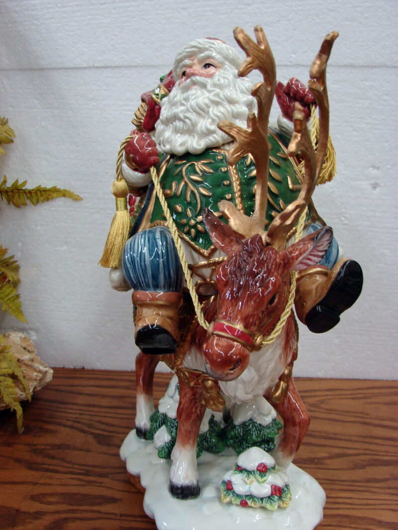 Retired Fitz &#038; Floyd Jolly Ole St. Nick Figurine Santa &#038; Reindeer New in Box, Moose-R-Us.Com Antiques Collectibles Log Cabin Decor