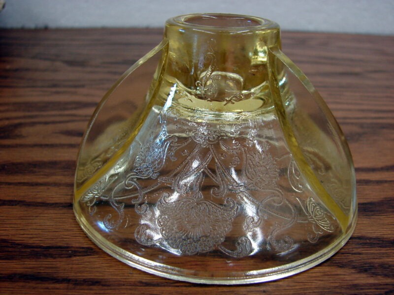 One Vintage Hazel Atlas Yellow Depression Glass Florentine Candlestick Holder, Moose-R-Us.Com Antiques Collectibles Log Cabin Decor