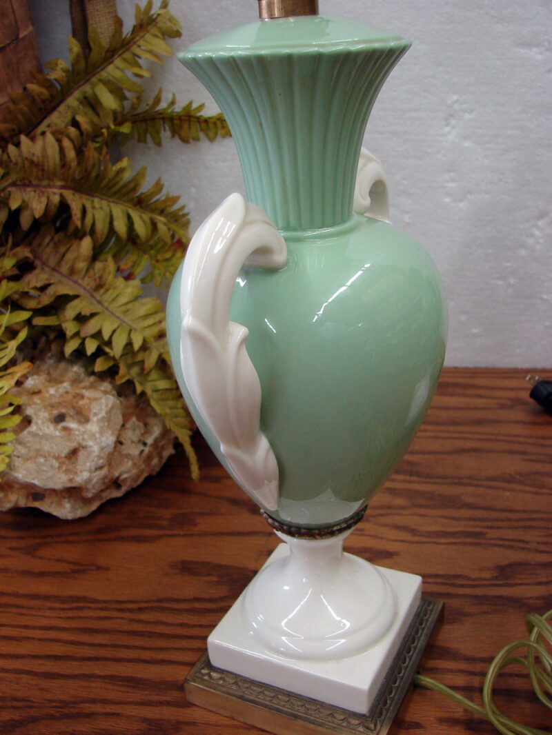 Set/2 Vintage 1930&#8217;s Lenox China Table Lamp Green/White Grecian Urn, Moose-R-Us.Com Antiques Collectibles Log Cabin Decor