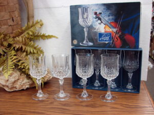 Heavy Cut Crystal Glass Embossed Etched Rose Footed Pitcher 9&#8243;, Moose-R-Us.Com Antiques Collectibles Log Cabin Decor