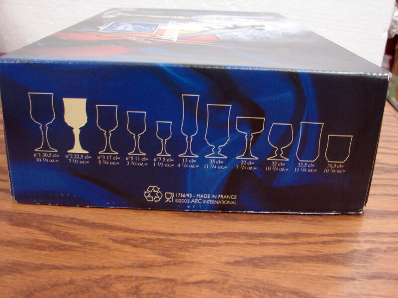 Vintage cristal d&#8217;arques Set/8 Longchamp 22.5 cl 7 1/2&#8243; oz Wine Glasses Boxed, Moose-R-Us.Com Antiques Collectibles Log Cabin Decor