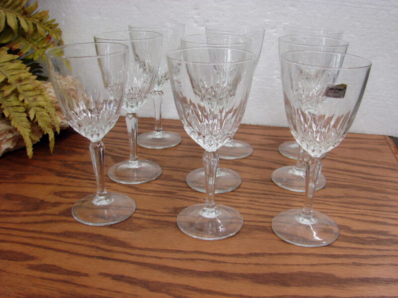 Set/9 Luminarc Cristal D&#8217;Arques-Durand Diamant Wine Glasses 6 3/4&#8243; USA, Moose-R-Us.Com Antiques Collectibles Log Cabin Decor
