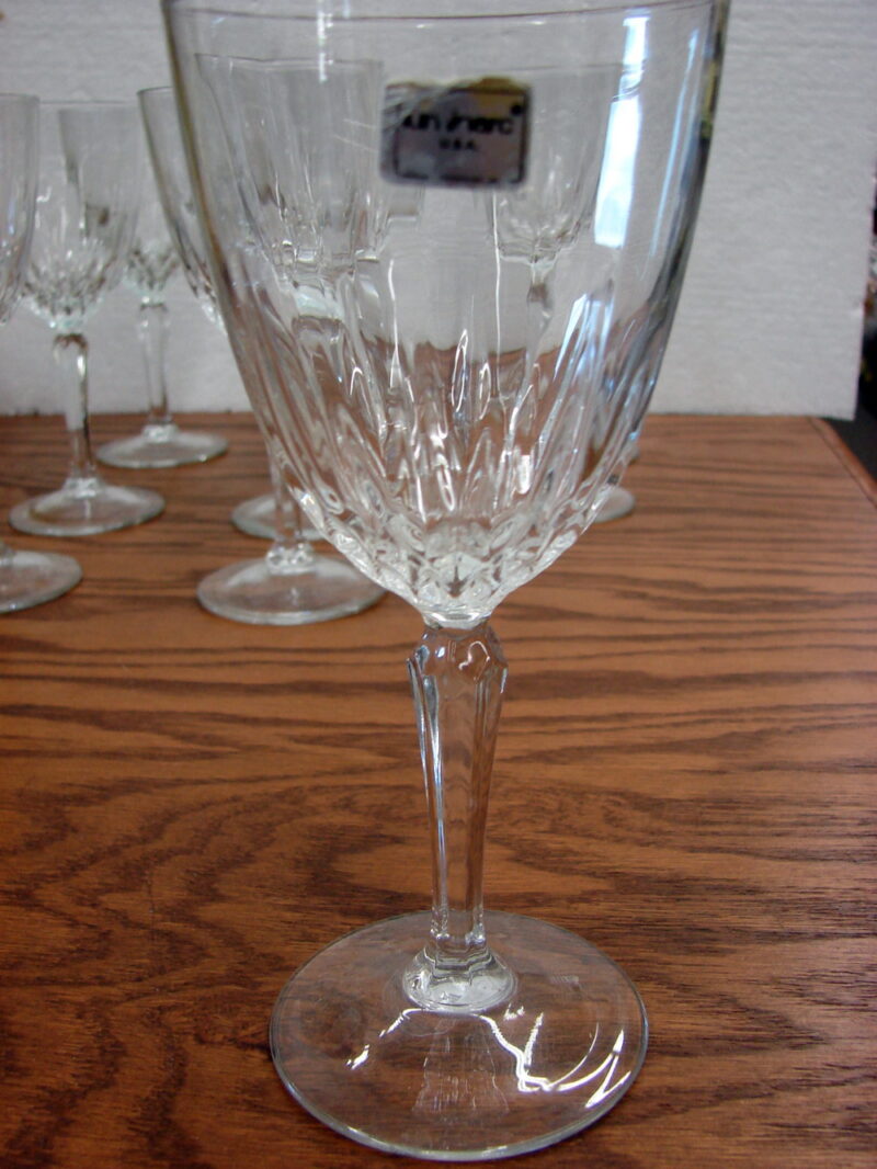 Set/9 Luminarc Cristal D&#8217;Arques-Durand Diamant Wine Glasses 6 3/4&#8243; USA, Moose-R-Us.Com Antiques Collectibles Log Cabin Decor