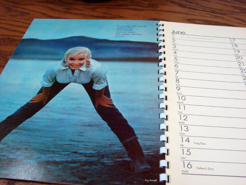 Vintage 1974 Calendar Date Book Featuring Marilyn Monroe Pictures, Moose-R-Us.Com Antiques Collectibles Log Cabin Decor