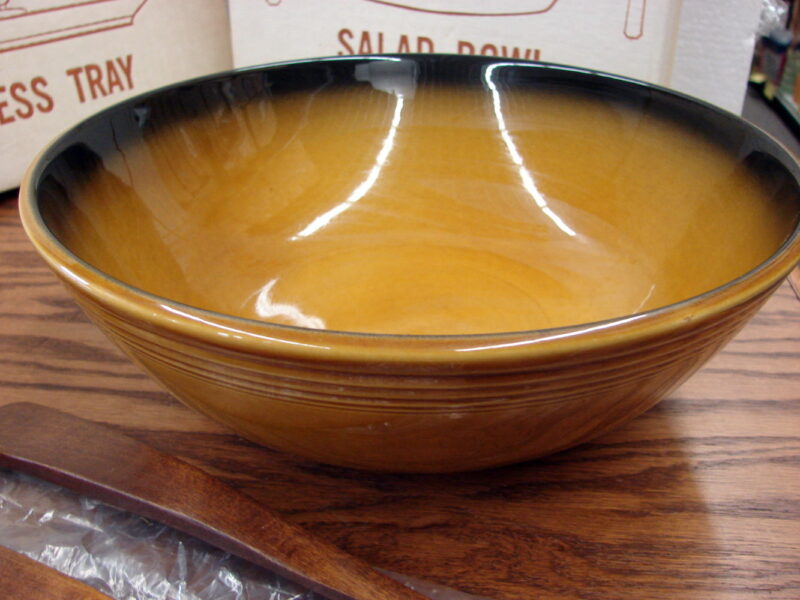 Vintage MCM Montego Pottery Salad Bowl Set Tidbit Tray Original Boxes, Moose-R-Us.Com Antiques Collectibles Log Cabin Decor