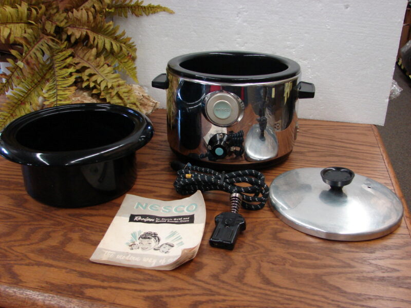Vintage 1930&#8217;s Nesco Electric Roaster Art Deco Enamelware Chrome Tested, Moose-R-Us.Com Antiques Collectibles Log Cabin Decor