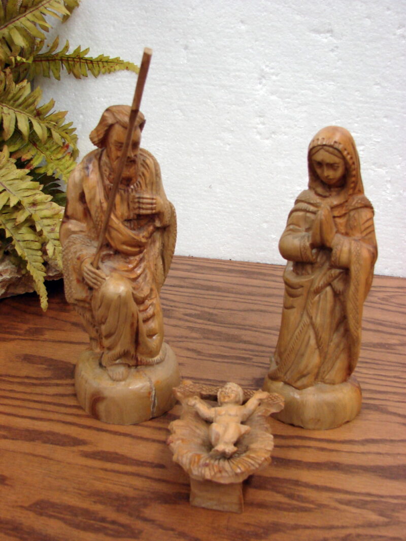 16 pc Vintage Hand Carved Olive Wood from Holy Land Nativity Set, Moose-R-Us.Com Antiques Collectibles Log Cabin Decor