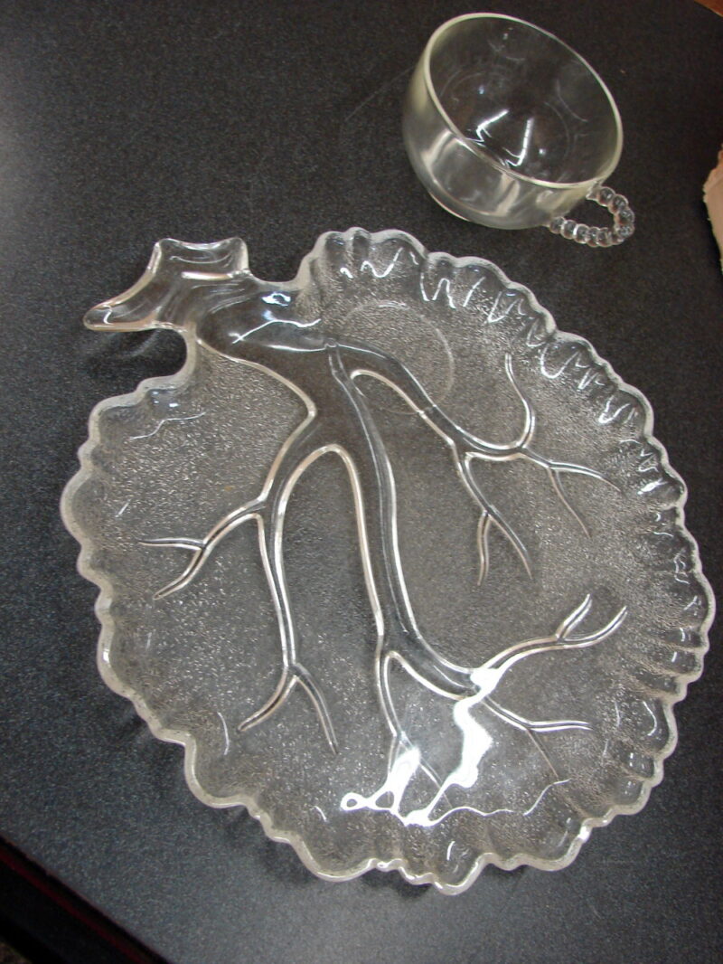 8 Trays 8 Cups Vintage Hazel Atlas Tree Life Orchard Crystal Snack Set Original Boxes, Moose-R-Us.Com Antiques Collectibles Log Cabin Decor