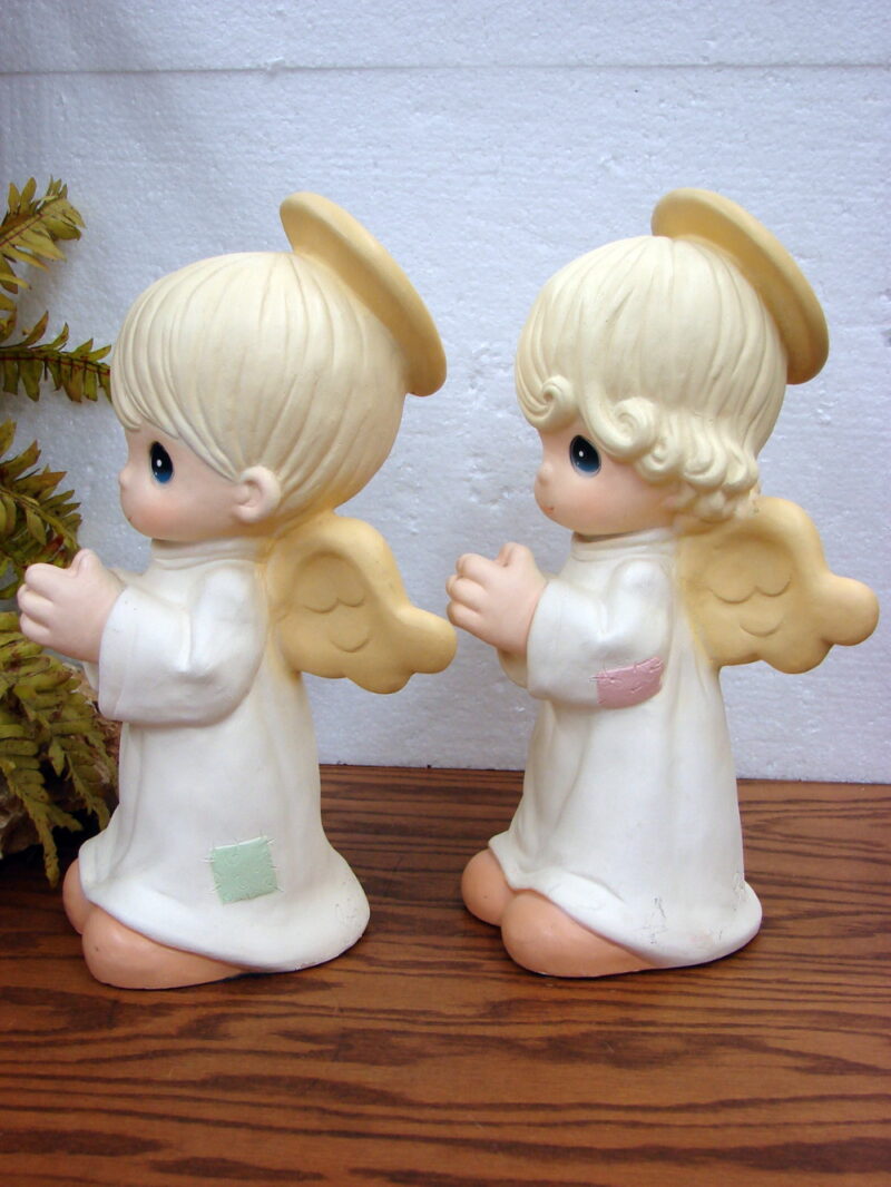 Set/2 Vintage Precious Moments 1998 Garden Girl Boy Praying Angel Large Figurine, Moose-R-Us.Com Antiques Collectibles Log Cabin Decor