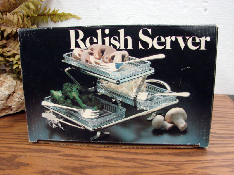 Vintage Leonard Silver Mfg Silverplated 3 Tier Server w/ Forks Original Box, Moose-R-Us.Com Antiques Collectibles Log Cabin Decor