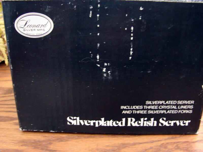 Vintage Leonard Silver Mfg Silverplated 3 Tier Server w/ Forks Original Box, Moose-R-Us.Com Antiques Collectibles Log Cabin Decor