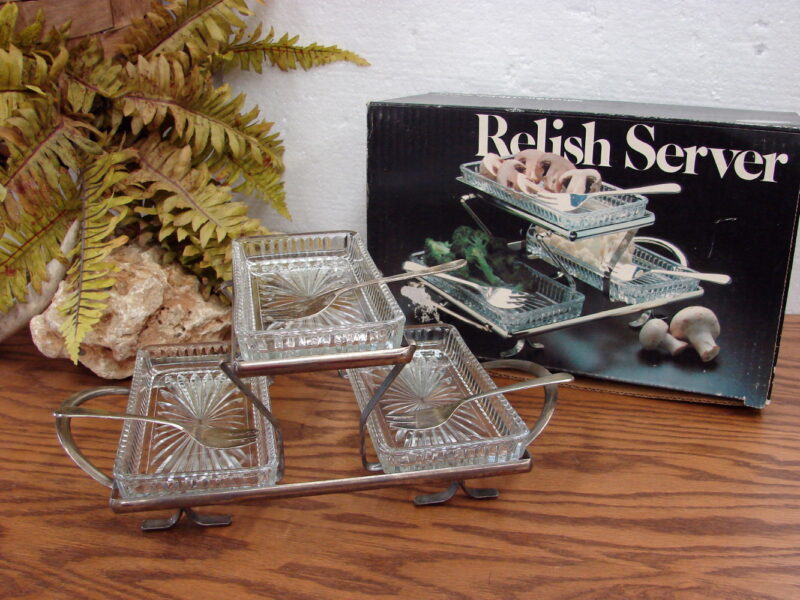 Vintage Leonard Silver Mfg Silverplated 3 Tier Server w/ Forks Original Box, Moose-R-Us.Com Antiques Collectibles Log Cabin Decor