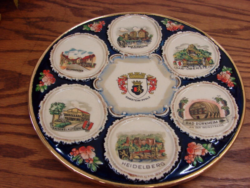 Vintage Stoneware West Germany Souvenir Plate Wall Hanging, Moose-R-Us.Com Antiques Collectibles Log Cabin Decor
