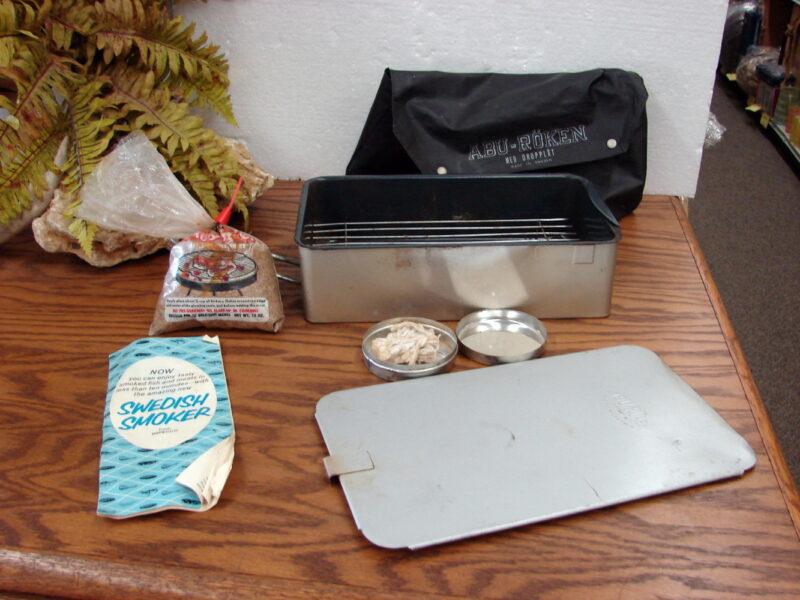 Vintage Swedish Abu Roken Fish Smoker Grill Metal Box from Sweden, Moose-R-Us.Com Antiques Collectibles Log Cabin Decor