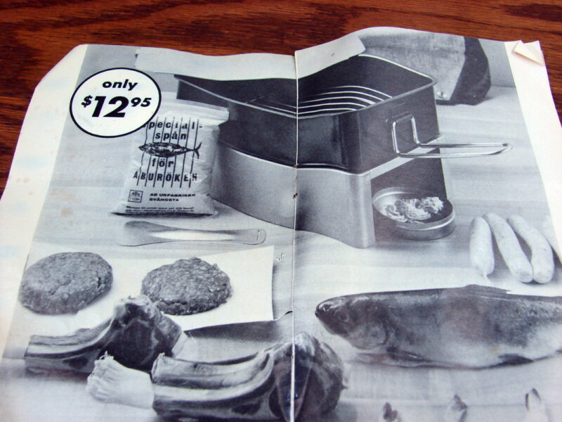 Vintage Swedish Abu Roken Fish Smoker Grill Metal Box from Sweden, Moose-R-Us.Com Antiques Collectibles Log Cabin Decor
