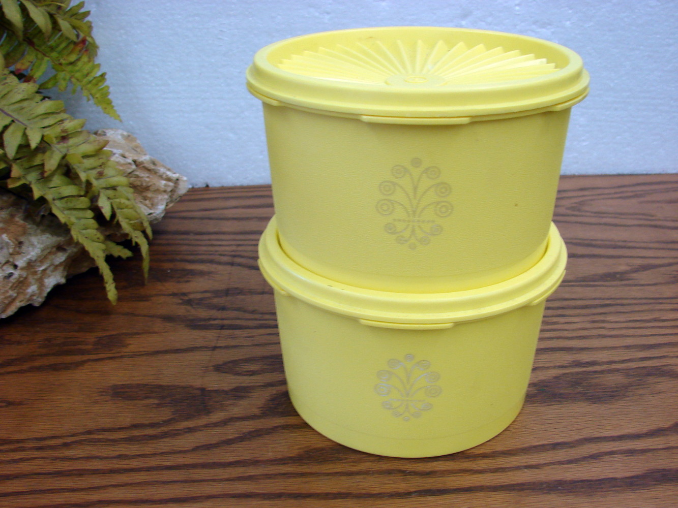 Set/2 Vintage Tupperware Servalier #1298 Yellow Canisters