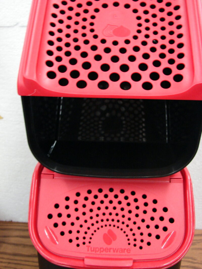 Tupperware Potato & Onion Smart Stackable Container Keepers Red/Black Like New - Image 2