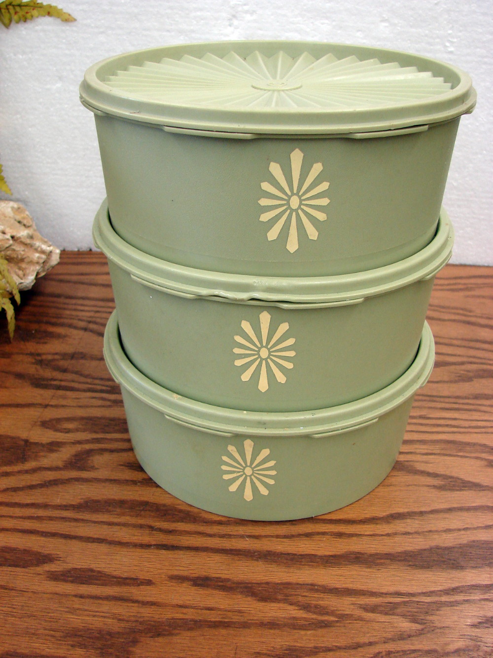Set/3 Vintage Tupperware Servalier #1204 Sage Green Canisters