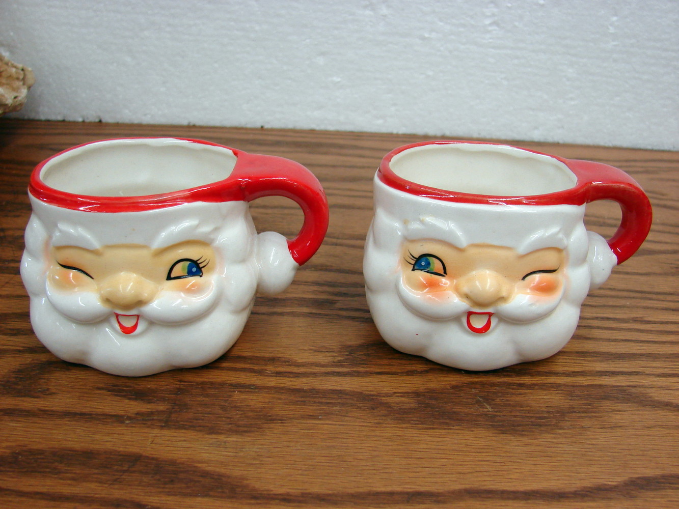 Set/2 Vintage Santa Face Mugs Cups Holt Howard Cocoa Mid- Century Christmas