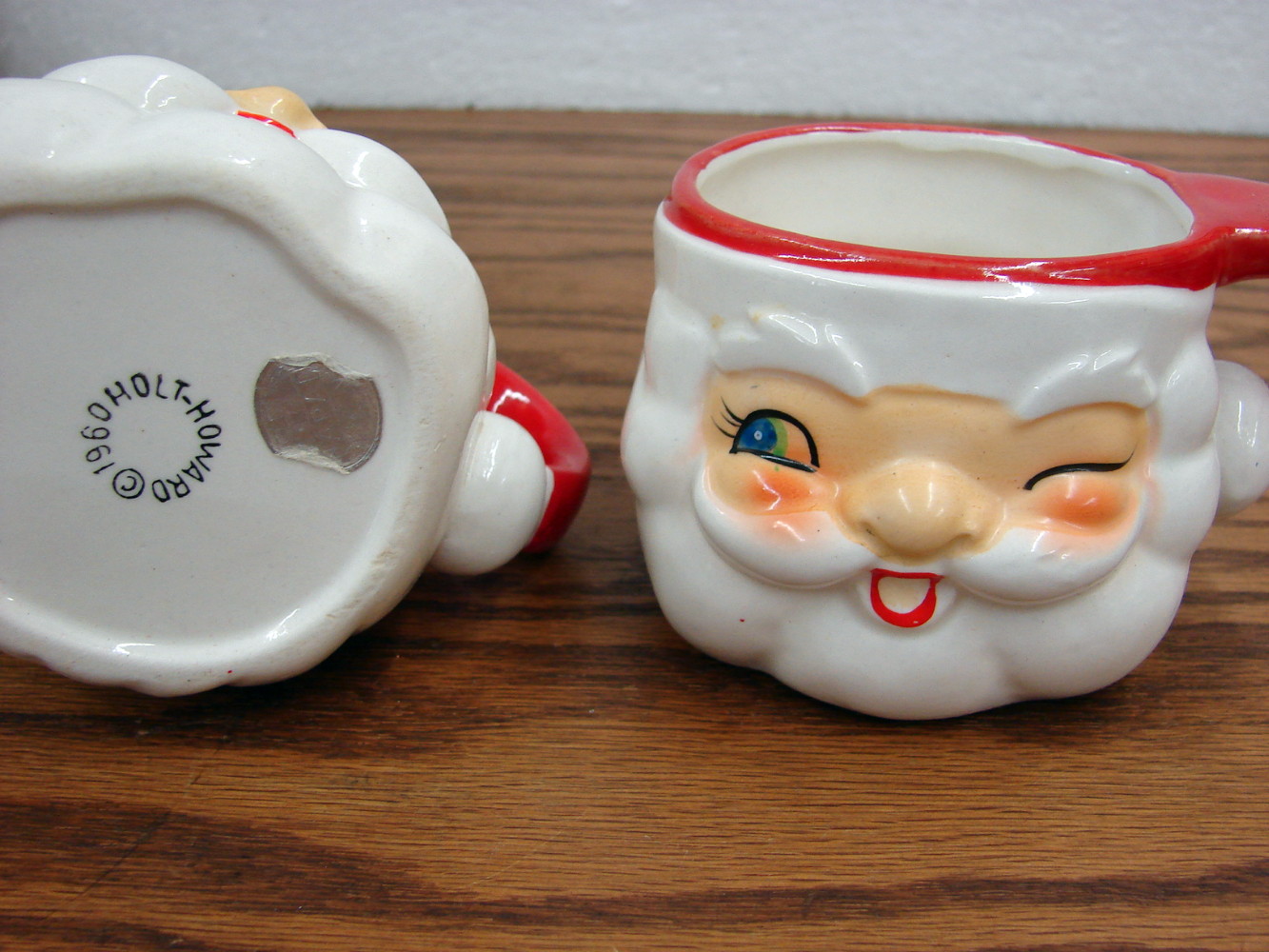 Set/2 Vintage Santa Face Mugs Cups Holt Howard Cocoa Mid- Century Christmas - Image 2