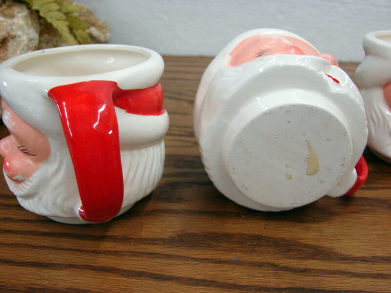Set/4 Vintage Santa Face Mugs Cups Japan Coffee Cocoa Mid- Century Christmas, Moose-R-Us.Com Antiques Collectibles Log Cabin Decor