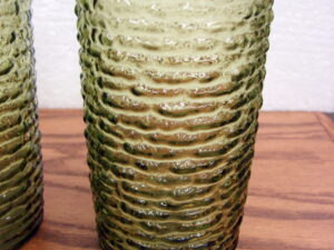 Set/10 Vintage Avocado Anchor Hocking Soreno 5" High Ball Glass