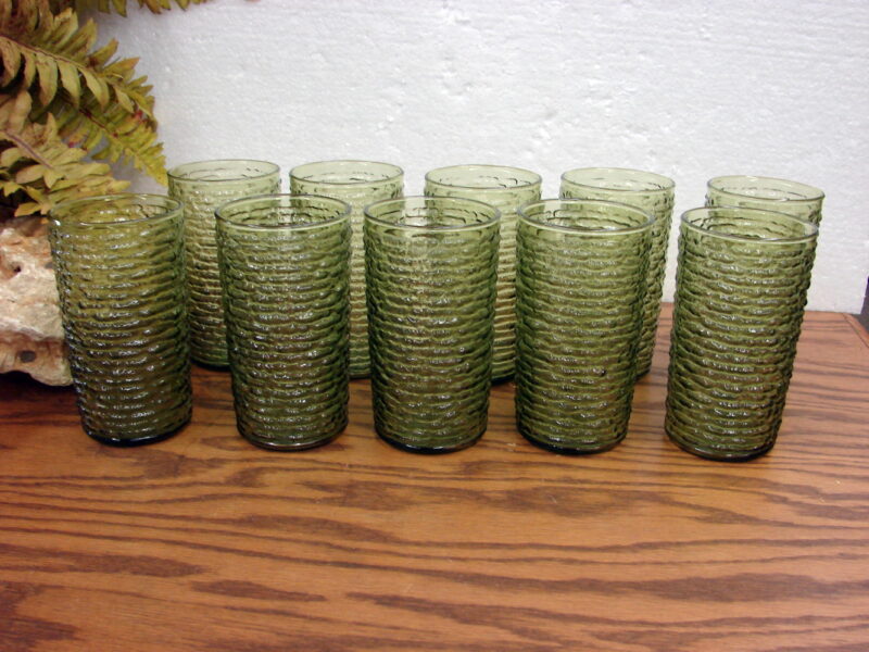Set/10 Vintage Avocado Anchor Hocking Soreno 5&#8243; High Ball Glass, Moose-R-Us.Com Antiques Collectibles Log Cabin Decor