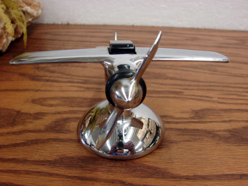 Vintage Chrome Hamilton Fighter Plane Aircraft Table Lighter USA, Moose-R-Us.Com Antiques Collectibles Log Cabin Decor
