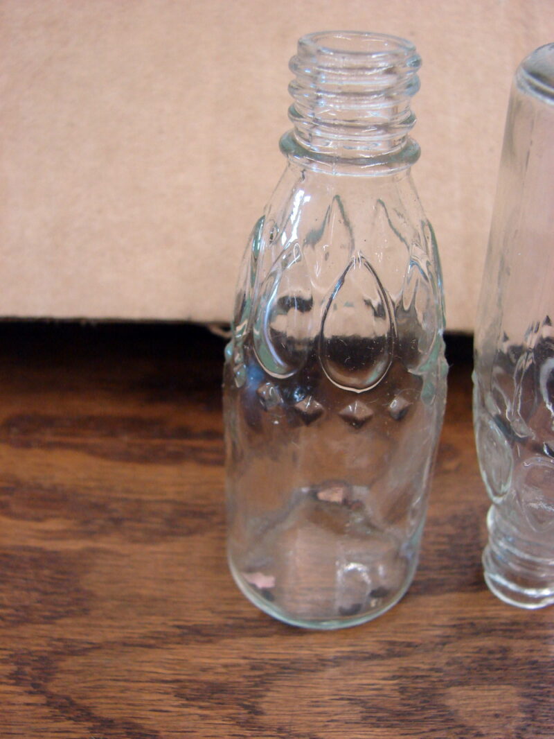 82 Vintage Anchor Hocking Clear Embossed Miniature Small 4&#8243; Bottles, Moose-R-Us.Com Antiques Collectibles Log Cabin Decor