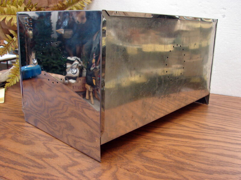 Vintage MCM Chrome Aluminum Bread Box Large Black Round Knob, Moose-R-Us.Com Antiques Collectibles Log Cabin Decor