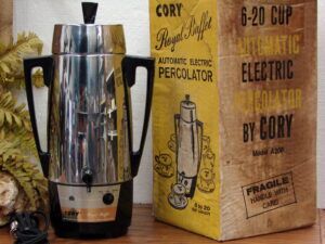 Vintage Cory 6-20 Cup Chrome Stainless Royal Buffet Coffee Percolator w/ Original Box