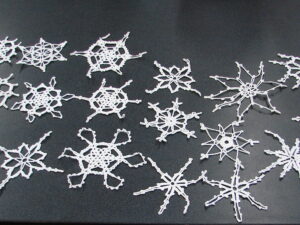 Set/19 Vintage Crochet White Snowflake Ornaments Set 4-5"