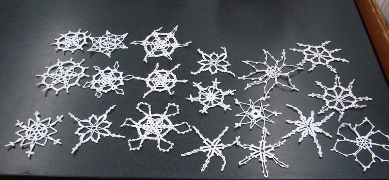 Set/19 Vintage Crochet White Snowflake Ornaments Set 4-5&#8243;, Moose-R-Us.Com Antiques Collectibles Log Cabin Decor