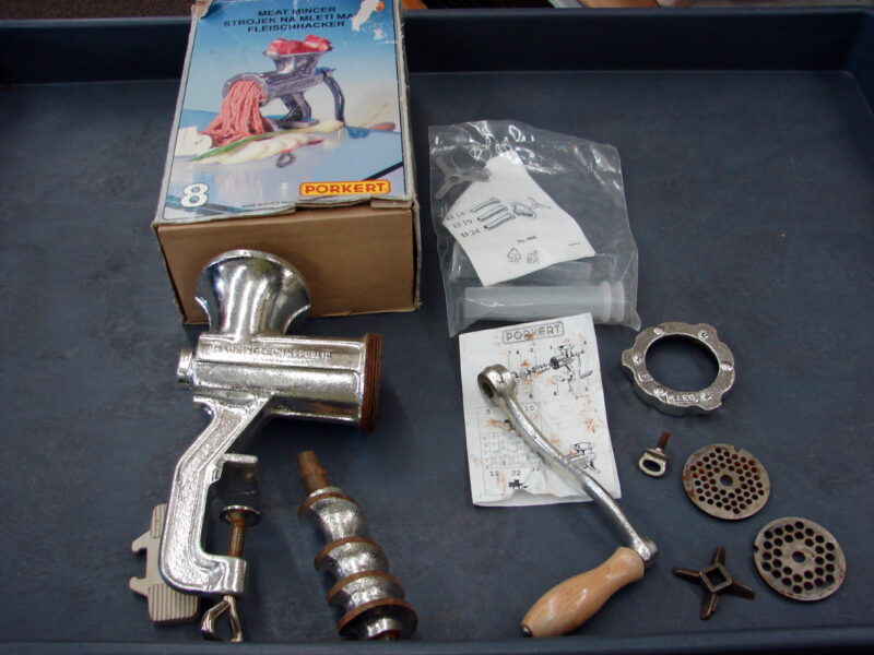 Vintage Heavy Duty Porkert #8 Professional Meat Grinder Czecchoslovakia Cast Iron, Moose-R-Us.Com Antiques Collectibles Log Cabin Decor