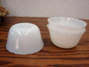 Set/3 Vintage Fire King Anchor Hocking Milk Glass Custard Cups