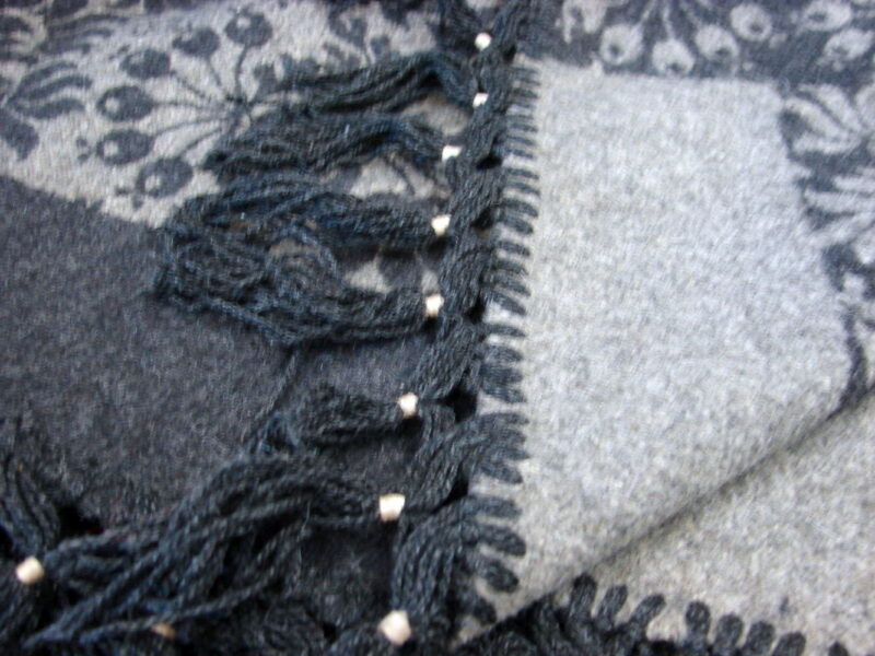 Black Grey 66 X 66 Square Wool Blanket Throw Shawl Tablecloth Tied Fringe Tassels, Moose-R-Us.Com Antiques Collectibles Log Cabin Decor