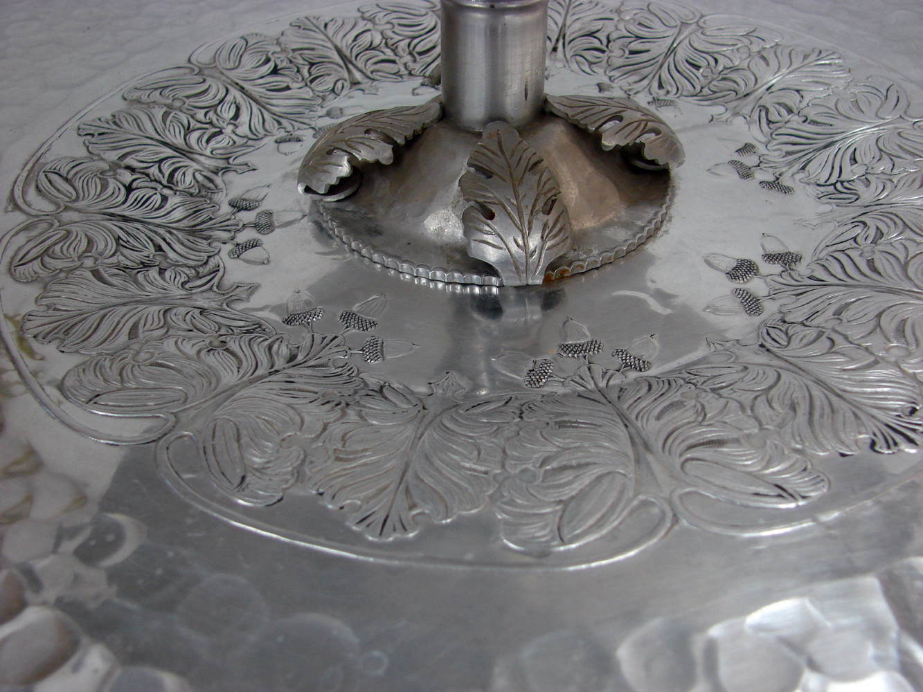 Trade Continental Hand Hammered Aluminum 2 Tier Tidbit Trays #580 Acorns Leaves - Image 3