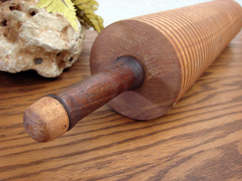 Vintage 5# Swedish Wood Rolling Pin Ribbed Lefse Pastry 26 1/2&#8243; Long, Moose-R-Us.Com Antiques Collectibles Log Cabin Decor
