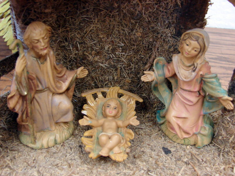 Vintage Italy 4&#8243; Italian Fontanini Polymer 4 pc Nativity Mary Joseph Jesus German Creche, Moose-R-Us.Com Antiques Collectibles Log Cabin Decor