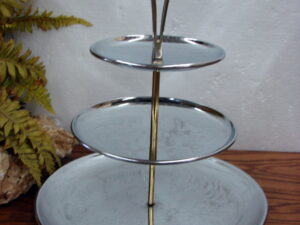 Vintage Kromex Mide Century Modern  Chrome 3 Tier Tidbit Appetizer Tray w/ Finial