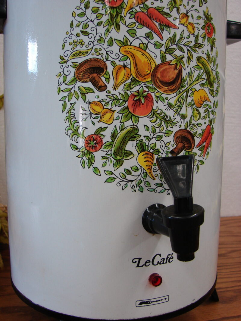 Vintage MCM Le Cafe Spice of Life Coffee Percolator Kmart 30 Cup, Moose-R-Us.Com Antiques Collectibles Log Cabin Decor
