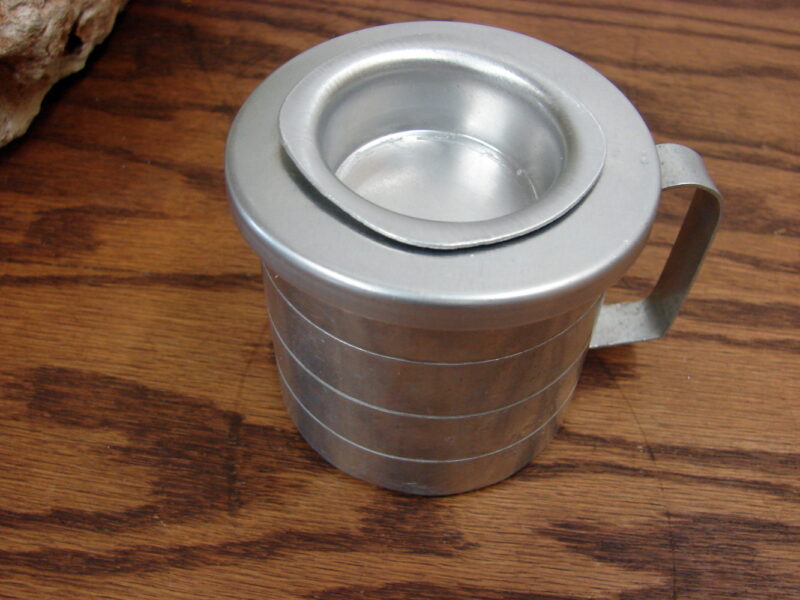 Vintage MCM Very Unique Aluminum Measuring One Cup Shaker w/ Lid Scoop, Moose-R-Us.Com Antiques Collectibles Log Cabin Decor